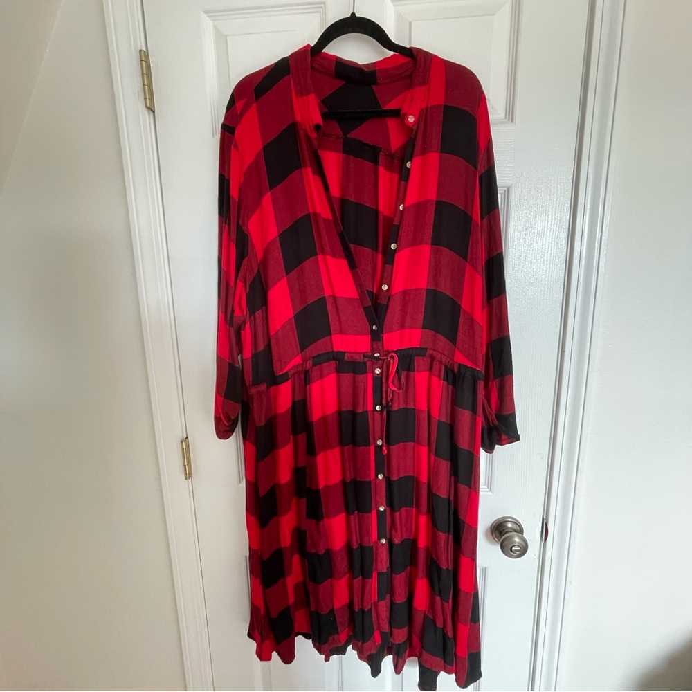 Red Buffalo check midi dress
